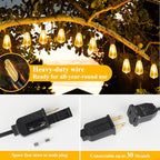 Brightever LED Outdoor String Lights 50FT Patio Lights with 27 Shatterproof ST38 Vintage Edison Bulbs, Outside Hanging Light Waterproof for Porch, Deck, Garden, Backyard, Balcony, 2200K Dimmable