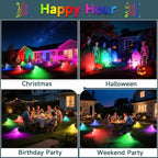 RGB Solar Spot Lights : 2 IN 1 Solar Lights Outdoor with 8 Lighting Modes & PC Light Guide Column for Tree Garden Yard Pathway | RGB Color Changing Landscape Lights | IP65 Waterproof | 6 Pack