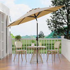 10 ft Patio Umbrella - 8 Sturdy Ribs Outdoor Table Umbrella with Crank Lift & Push Button Tilt - Market Umbrella for Pool, Deck, Yard, Garden - Tan