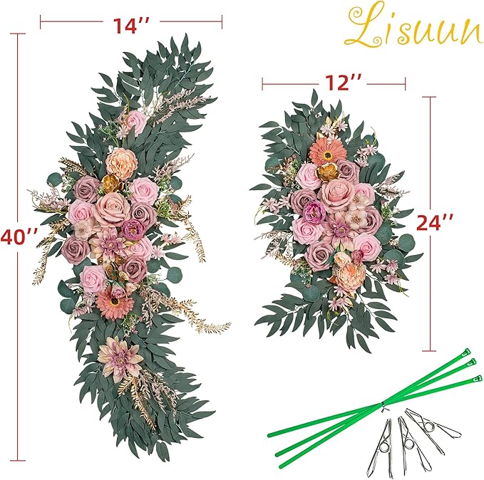 Artificial Silk Flowers, Dust Pink Wedding Arch Floral Swag Set