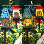2 Pack Fairy Outdoor Garden Fairy House Mushroom Solar Light Home Statue LED Light for Spring Outside Garden Lawn Walkway Patio Yard Backyard Plant Decoration