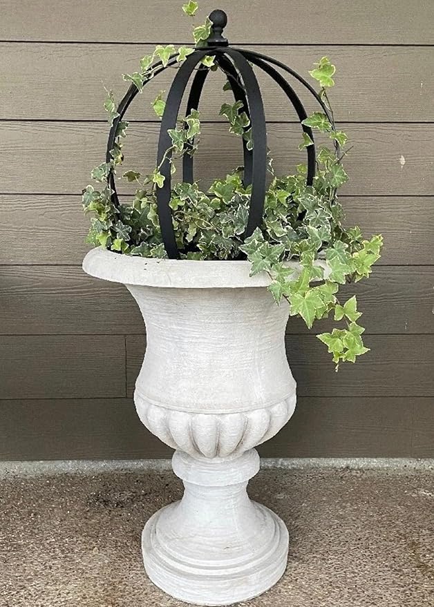 Trellis for Climbing Plants, Black Metal Obelisk Design, 18 x 22 Inches