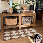 Outdoor Rug, Checkered Brown and Beige Entryway Mat, 2 x 4 Ft 3 In