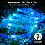 Minetom Color Changing Rope Lights Outdoor, 33FT 100 LED String Lights with Plug & Remote, Waterproof Christmas Light Outdoor Decoration, Twinkle LED Rope Light for Outside Indoor Bedroom,16 Colors