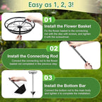 Tellingyou 2 Pack Adjustable Outdoor Flower Pot Stand, Metal Outdoor Plant Stands, Spring Summer Versatile Plant Stand Garden Stake for Display Plants, Elegant Solution for Landscaping Decor (Black)
