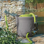 Suncast 300 Foot Heavy Duty 5 Gallon Decorative Plastic Hose Pot for Expandable and Lightweight Hoses, Ideal for Garden, Patio and Backyard Use