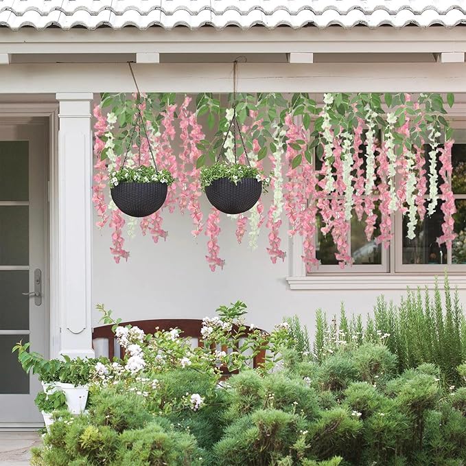 Artificial Flowers: Pink Wisteria Vines, 48 Pack, Plastic