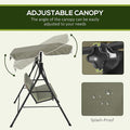 Porch Swing with Canopy, Steel Frame & Removable Cushion