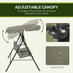 Porch Swing with Canopy, Steel Frame & Removable Cushion