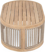 Christopher Knight Home Buekaz Outdoor Acacia Wood Coffee Table with Woven Rope Accents, Outdoor Patio Slatted Oval Centerpiece, Boho Chic Garden Sofa Side Accent Table for Modern Decor, Light Teak