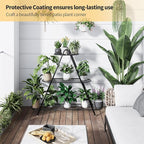 Plant Stand for Patio, 3-Tier Metal Plant Shelf–Indoor/Outdoor Display Rack for Multiple Pots, Heavy Duty Plants, Garden Flower Organizer (Black)