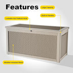 ROJIK Outdoor Storage Housing Deck Box,Waterproof Patio Furniture, Garden Tools, Cushions, Pool Accessories Storage Bench with Lockable Lid and Side Handles (Grey,320 Gallon)