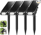 EZVALO Solar Spot Lights Outdoor IP67 Waterproof, Adjustable Solar Landscape Lights, 3 Lighting Modes Solar Spotlights for Outside Yard Garden Plant Trees Pathway Flag (Cool White-4Pack)
