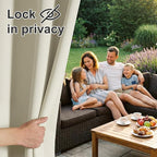 RYB HOME Outdoor Curtains for Patio Waterproof Block Sunlight Thermal Insulated Privacy Assured Thick Outside Curtains for Pergola, Deck, Gazebo, W52 x L90, Beige, 1 Panel
