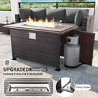 Kullavik 15 Pieces Outdoor Patio Furniture Set with 43" 55000BTU Gas Propane Fire Pit Table PE Wicker Rattan Sectional Sofa Patio Conversation Sets,Grey