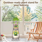 LASZOLA 3 Tier Bronze Metal Plant Stand for Multiple Large Planters Indoor Outdoor Organizer, Heavy Duty Tall Flower Stand for Corner Patio Bathroom Office, Modern Sturdy Vertical Iron Rack, Cat Proof