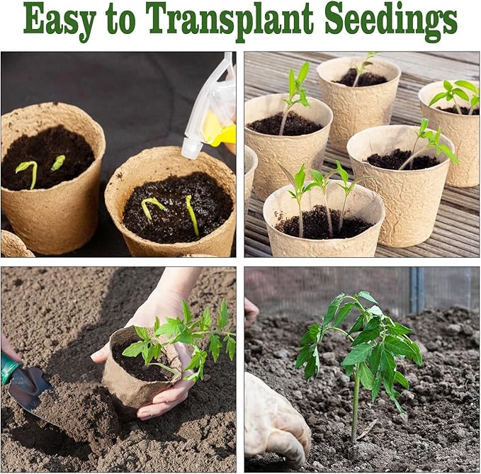 Biodegradable Peat Pots for Seedling - 120 Pack 3.15 inch Biodegradable Plant Seed Starters Kits with 30 Plant Labels, Garden Germination Nursery Pots for Flower Vegetable Seed Germination