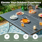 Patio Dining Set for 8, 60" x 60" Square Metal Table with Umbrella Hole, 8 x Stable Dining Chairs, Outdoor Table and Chairs Set for Lawn Backyard and Deck, Red