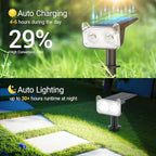 WdtPro Upgraded Bright Solar Lights Outdoor Waterproof, Auto ON/Off Solar Spot Lights Outdoor, Dusk to Dawn Spotlights, Adjustable Landscape Lighting for Yard Tree Path Garden, Cool White, 6 Pack