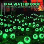 BrizLabs Solar Halloween Lights, 2 Pack 12 LED 2 Modes Halloween Eyeball Lights, Outdoor Pathway Light, Swaying Eye Firefly Walkway Lighting, Green Solar Lighting for Path Yard Garden Lawn