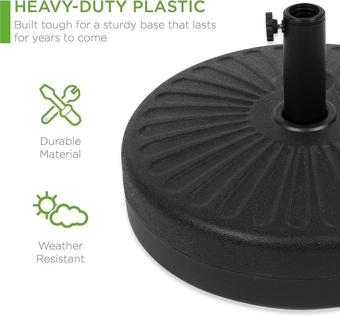 Best Choice Products Fillable Umbrella Base Stand Round Sunburst Plastic Patio Umbrella Base Stand, Pole Holder for Outdoor, Lawn w/ 55lbs Weight Capacity, Adjustment Knob