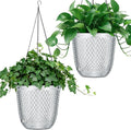 QCQHDU Self Watering Hanging Pots, 2 Pack 7.2 Inch Hanging Planters for Plants Indoor, Outdoor Flower Pots with Drainage Holes and 3 Hooks Chains for Garden Home (Clear)