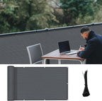 LOVE STORY 3'x6' Dark Grey Balcony Screen Privacy Fence Cover UV Protection (HDPE) Weather-Resistant 3 FT Height Shield for Deck, Patio, Backyard, Outdoor Pool, Porch, Railing