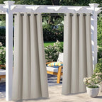 NICETOWN 2 Panels Patio Curtains for Outdoor Waterproof, Machine Washable Rustproof Grommet Thermal Insulated Room Darkening Outdoor Drapes Privacy for Balcony, W52 x L108, Natural