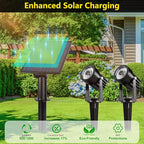 T-SUN Green Solar Spotlights, 2-in-1 Outdoor Waterproof Solar Landscape Spotlights for Garden, Yard, Halloween, Christmas Decor(Green)