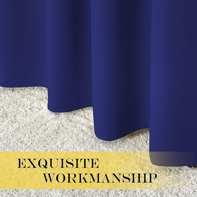 NICETOWN Blackout Curtains 120 inch Length for Sliding Glass Door, Grommet Thermal Insulated Room Darkening Sound Reducing Drapes for Room Divider, 1 Panel, W52 x L120, Navy Blue