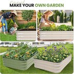 G GOOD GAIN 4-in-1 Adjustable Raised Garden Bed Kit | Galvanized Planter Boxes for Vegetables, Flowers | 12" Tall, Multiple Sizes (5x3x1ft, 4x4x1ft, 6x2x1ft, 7x1x1ft) | Outdoor Metal Raised Bed, White