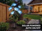Solar Garden Rose Lights by FANCYPOP, 2 Pack Most Realistic 12 LED Flower Stake Lights, IP65 Waterproof 7 Color Changing Solar Decor for Walkway/Graveyard, Heartwarming Gifts for Grandma & Mom, Blue