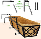 Y&M 6pcs 24 Inch Window Deck with Coco Liner, Fence Metal Hanging Flower Planter Window Basket Deck Railing Planter Boxes for Outdoor Garden Lawn