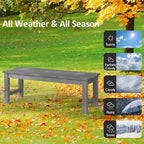 Outdoor Bench Set of 2, 2-Person Patio Backless Benches, HIPS Weatherproof Garden Bench That Never Rot and Fade, Suit for Backyard, Church, Patio, Deck and Entryway (Grey)