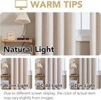 H.VERSAILTEX Linen Curtains 100% Blackout Curtains for Bedroom 84 inch Long Full Light Blocking Nature Linen Blended Window Curtains for Living Room Nickel Grommet (2 Panels, Heathered Natural)