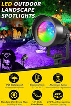 T-SUN Smart Color Changing Landscape Lights, RGBW Spotlights Outdoor with App & Remote, Music Sync, DIY Scenes, Timing, Dimmable Waterproof Spot Light for Yard Garden Tree Decoration, 6 Pack