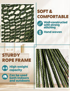 Chihee Hammock Chair Super Large Hanging Chairs Soft-Spun Cotton Rope Woven Chair, Collapsible Strong Metal Spreader Bar Wide Seat Lace Stretch Swing Chairs Indoor Outdoor Garden Yard Theme Decoration
