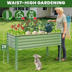 G GOOD GAIN Elevated Raised Garden Bed 2' x 4'- Galvanized Metal Planter Boxes with Legs, Outdoor Planters for Backyard/Patio/Balcony, with Drainage Holes for Vegetables, Flowers, Herbs, Green