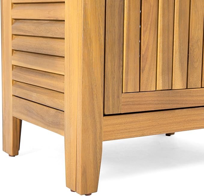 Christopher Knight Home Patio Gribs Acacia Wood Storage Cabinet,Garden/Poolside Tool Sideboard,Outdoor Wooden Cabinet with Shelves, Sturdy Construction, Teak Finish