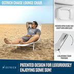 Ostrich 72 by 22 Inch Versatile Chaise Lounge Portable Reclining Lounger, Outdoor Patio, Beach, Lawn, Camping, or Pool Tanning Chair, White