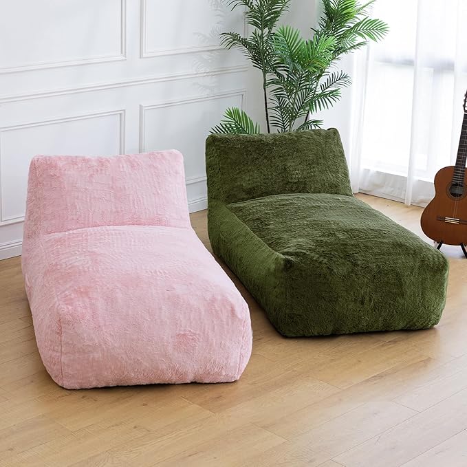 Giant Bean Bag Lounger Chair for Adults with Soft & Cozy Plush Fabric,Memory Foam Filled Beanbag Chair for Family Living Room,Bedroom and Game Room (Olive Green)