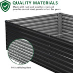 12x2x2FT Galvanized Raised Garden Bed Kit,Vegetable Plant Boxes-Rectangle Metal Flower Box,Large Planter Raised Beds Outdoor Garden for Planting,Fruit,Herb-Black