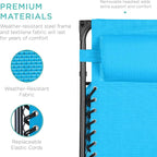 Best Choice Products Folding Zero Gravity Outdoor Recliner Patio Lounge Chair w/Adjustable Canopy Shade, Headrest, Side Accessory Tray, Textilene Mesh - Light Blue