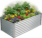 Galvanized Raised Garden Bed Kit Outdoor Patio,6x3x2ft Large Rectangular Metal Planter Boxes,Deep Root Box Planter for Gardening, Vegetables, Flowers, Herbs, 1 Pack, Silver