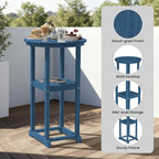 Ciokea 3-Pcs Bistro Table and Chairs, All-Weather Round High Top Bar Table with Storage Shelf and 2 Oversized Adirondack Chairs, Heavy Duty Outdoor Bar Patio Bistro Set for Balcony Deck, Navy Blue