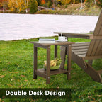 Double Adirondack Outdoor Side Table Weather Resistant, Outdoor Rectangular Patio End Table for Adirondack Chair, Teak
