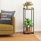 2-Tier Plant Stand Indoor, 34" Tall Modern Plant Shelf Corner Flower Pot Holder Organizer for Living Room Balcony Garden, Rustic Brown