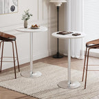 Flamaker Round Bistro Pub Table Modern Style Metal Base MDF Top Cocktail Bar Table Counter Bar Height for Pub, Dining Room, Party (4, White-Silver)