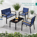 Patio Conversation Set, 4-Piece Textilene with Steel Frame, Black/Navy