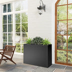 Tall Metal Planter Box for Outdoor Plants 30" L x 12" W x 24" H, Heavy Duty Steel Large Planter Box with Removable Insert Shelf, Modern Décor for Tall Plants, Trees, Flowers (Black)